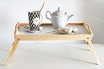 Tava servire mic dejun Home Styling Collection din lemn, 50 x 30 cm, Alb/Bej