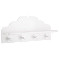 Raft cu 4 umerașe CLOUD, 48 x 22 x 12 cm, alb