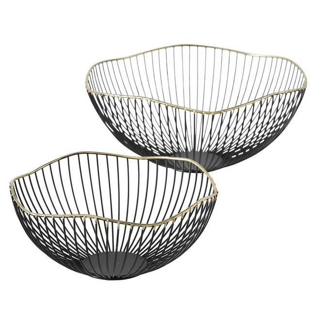 Set 2 cosuri  metalice  decorative Yoko,  negru