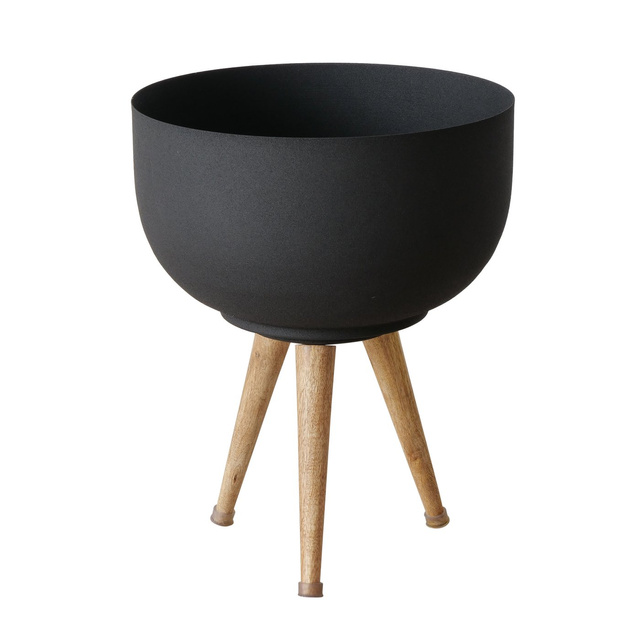 Set 3 ghivece pentru flori din metal Topco, negru