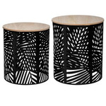 Set masute cafea, motiv frunze, 2 bucati