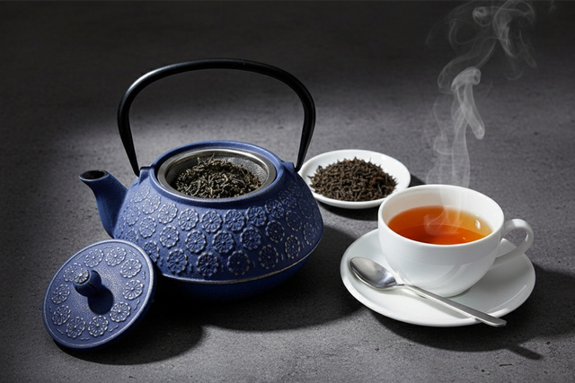 Ceainic din fontă cu infuzor KUMO, 1000 ml, bleumarin