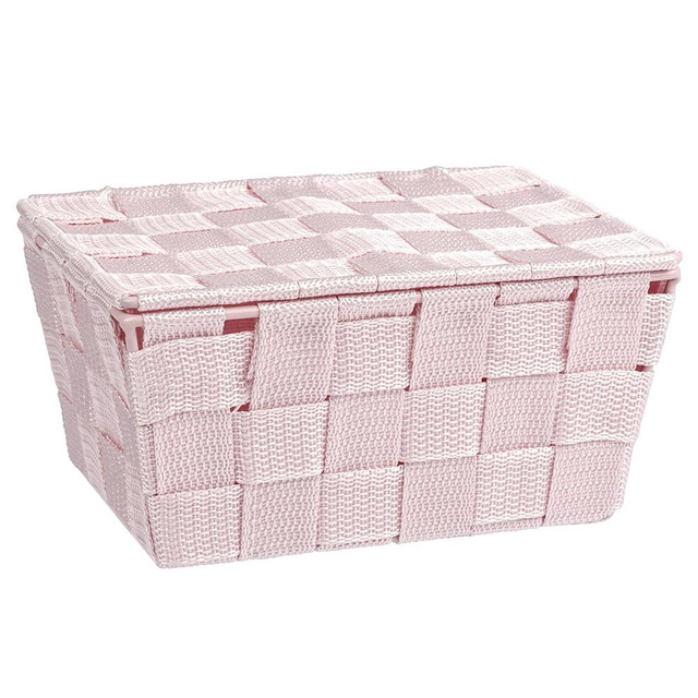 Organizer cu capac ADRIA, recipient pentru baie, WENKO, roz