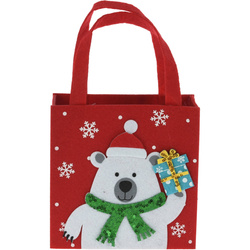 Punguta cadou din fetru de Craciun, 18 x 18 cm
