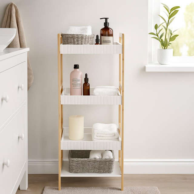 Stâlp de baie FORMA, cadru din bambus, 36 x 33 x 110 cm