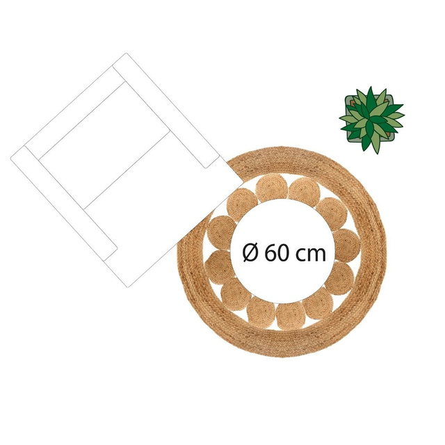 Covor decorativ din iută, Ø 120 cm, rotund