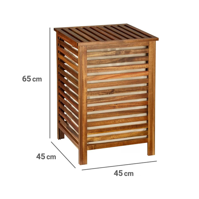 Coș de rufe din lemn cu capac FONDI, înălțime 65 cm
