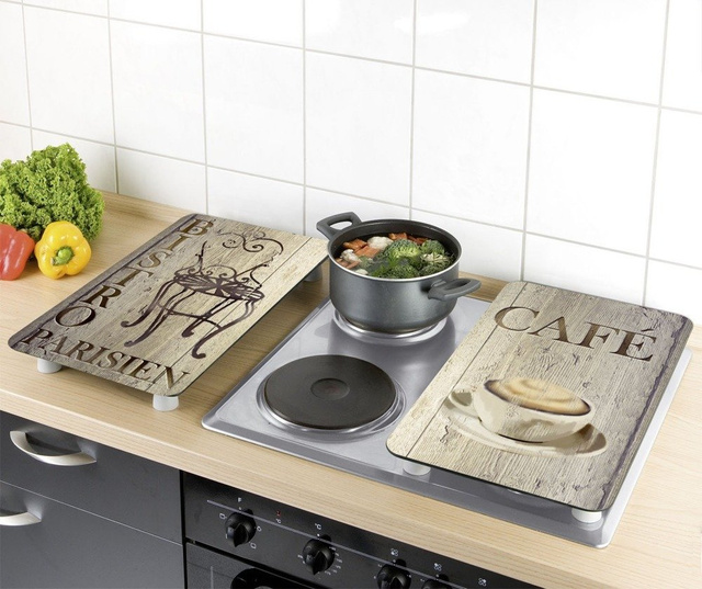 Plăci de protecție din sticlă pentru aragaz, CAFE BISTRO - 2 bucăți, WENKO, bistro