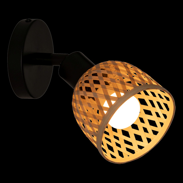 Aplice de perete LIO cu abajur din bambus împletit, Ø 10 cm