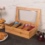 Cutie din bambus pentru ceai la plic - 4 compartimente, ZELLER