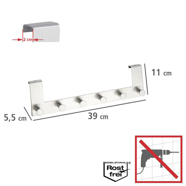 Suport pentru ușă - 6x cârlige pentru ușă CELANO, WENKO