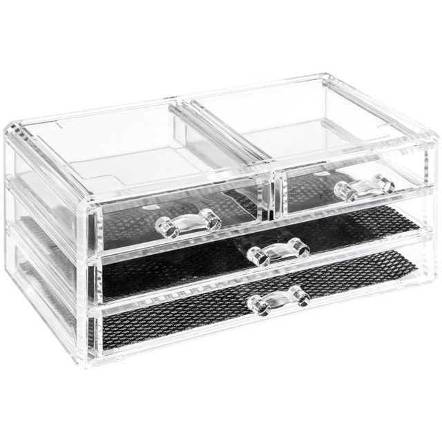 Cutie depozitare bijuterii 4 sertare, Transparent, 24x15x11 cm, Five