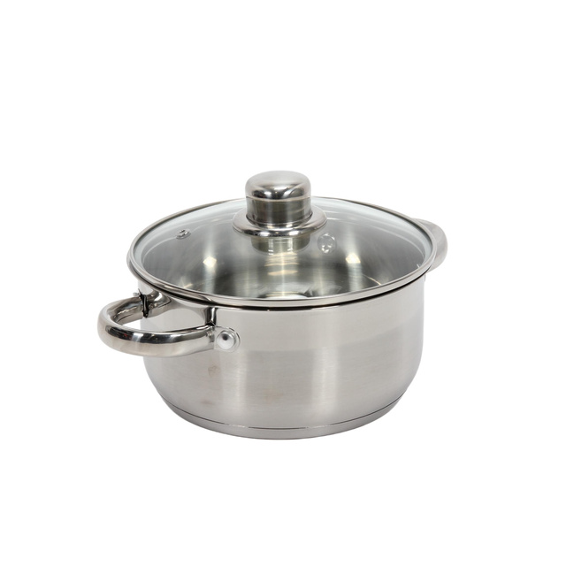 Oală din oțel cu capac din sticlă, 2 l