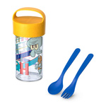 Recipient pentru gustare/apă 500 ml cu tacâmuri Buddy Snack SpongeBob, KOZIOL