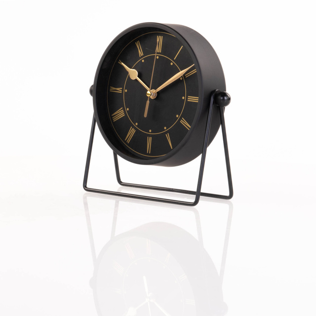 Ceas de masă negru cu ace aurii, 19,5 x 6,5 x 18,5 cm