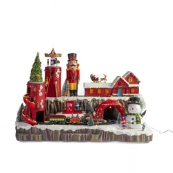 Sat de Crăciun, scenă de Crăciun cu fabrica de cadouri