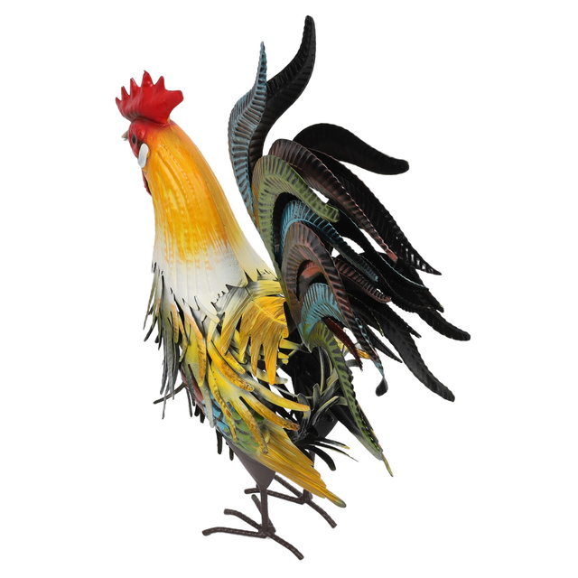 Figurină de grădină metalică a unui cocoș, 40 cm