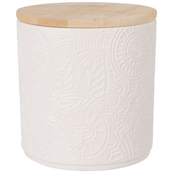Borcan ceramic cu capac din bambus, Ø 10 x 10,5 cm