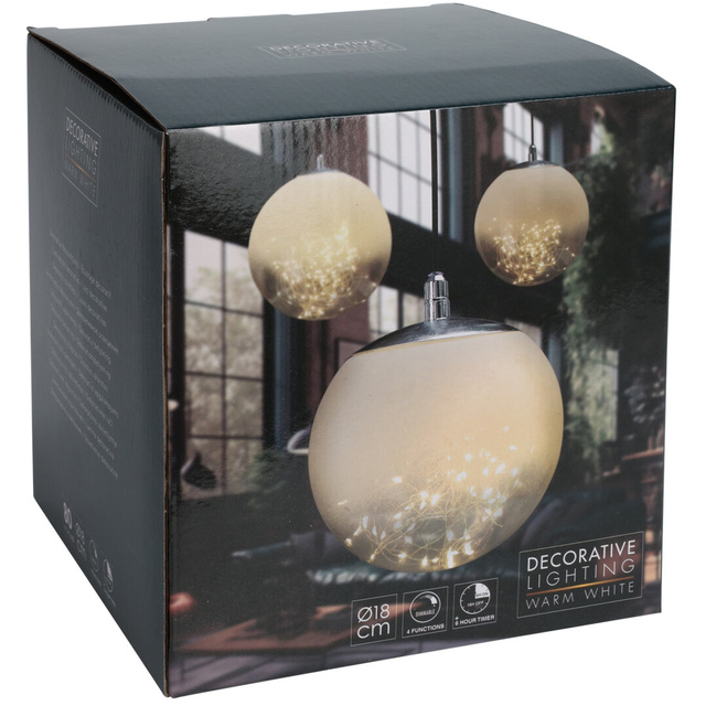 Decorațiune de iluminat, glob transparent cu LED, Ø 18 cm