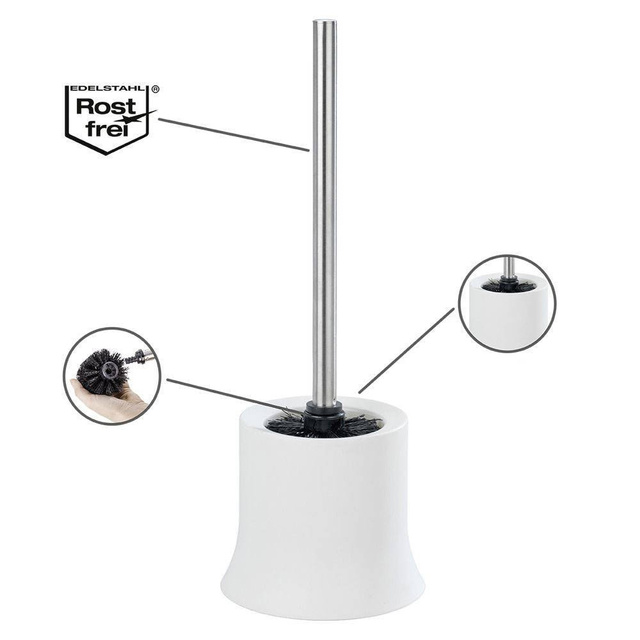 Recipient pentru perie BASIC WHITE + perie WC, WENKO, alb