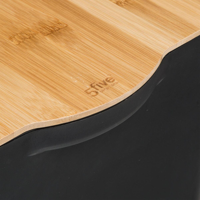 Cutie din plastic si capac din bambus, 13,5 L, negru