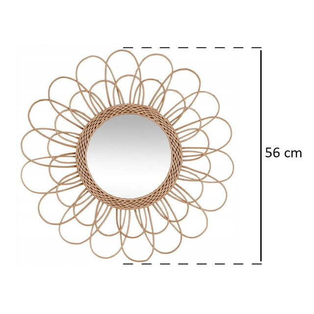 O oglindă într-un cadru țesut, din răchită cu o formă interesantă pentru camera de zi sau dormitor