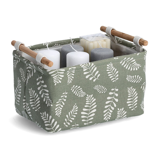 Cos depozitare, bumbac, motiv frunze