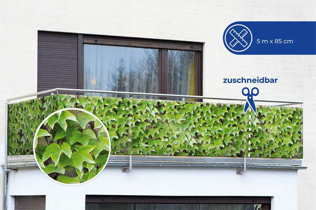 Protecție pentru balcon cu motiv de viță sălbatică - 500 x 85 cm, viță sălbatică