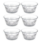 Set 6 boluri din sticlă cu caneluri, 175 ml
