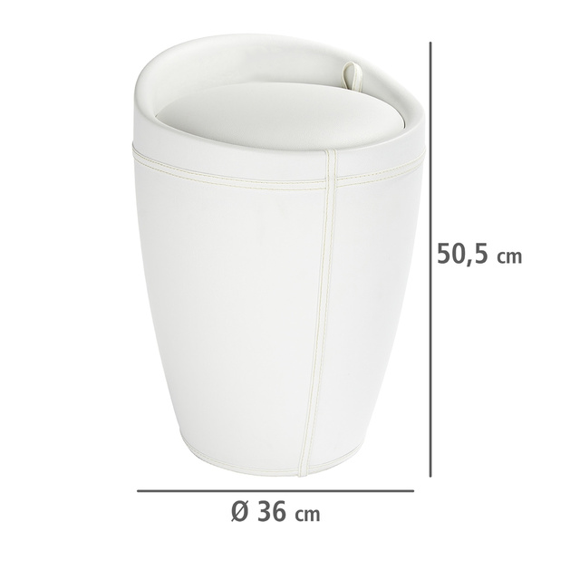 Pufă CANDY cu spațiu de depozitare - coș de rufe, 2 în 1, WENKO, alb