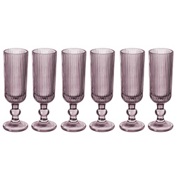 Pahare de sampanie LINES din sticla canelata, set de 6, 160 ml