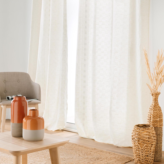 Perdeau de geam cu efect de in, 140 x 260 cm, LOGAN