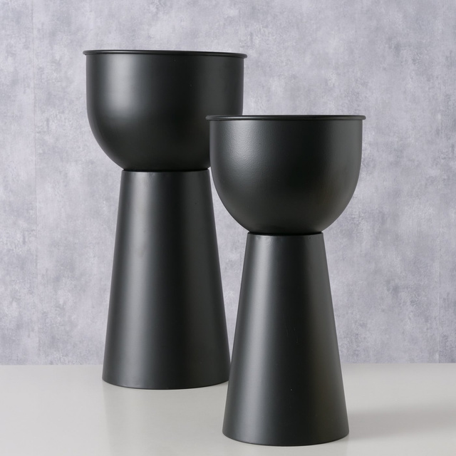 Set 2 suporturi pentru flori, metal Rex, negru