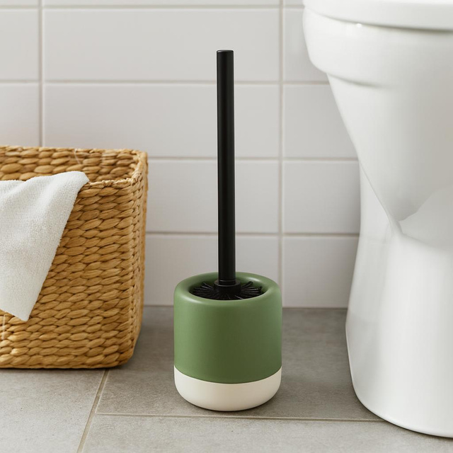 Perie WC cu recipient ceramic THE PASTELS, Ø 11,6 x 38 cm, verde