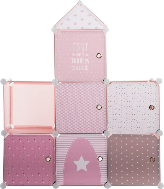 Un set de dulapuri pentru camera copiilor, rafturi cu separatoare, un set de mobilier