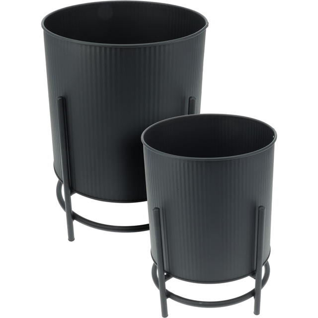 Suporturi metalice pentru ghivece OMEE, 2 bucăți, Ø 17 + Ø 20 cm, negru