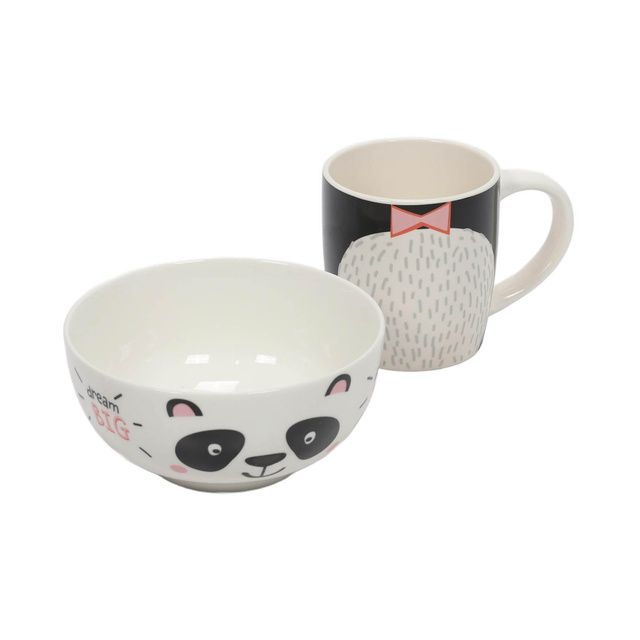 Set cadou pentru copii: bol și cană din porțelan, 600 ml + 360 ml