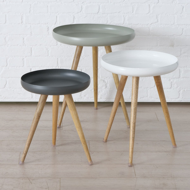 Masa Masdour, set 3 bucati, picioare din lemn