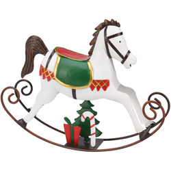 Căluț metalic pe balansoar, figură de sărbătoare 34 cm