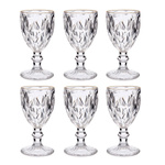 Set 6 pahare pentru apă cu margine aurie, 254 ml