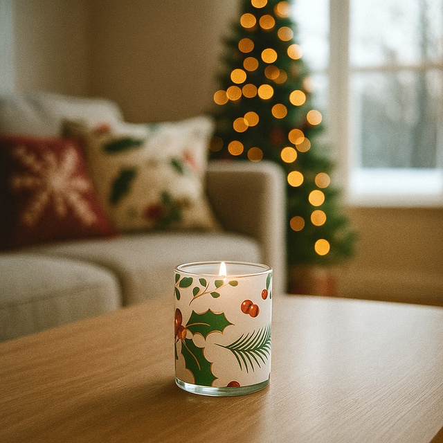 Set lumanari parfumate cu imprimeu Craciun, 3 bucati