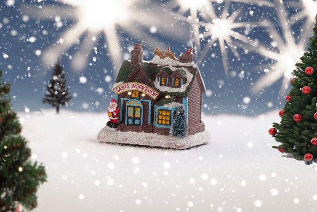 Decoratiune de Craciun Casa de iarna, iluminata LED, 15 x 12,5 x 9,5 cm