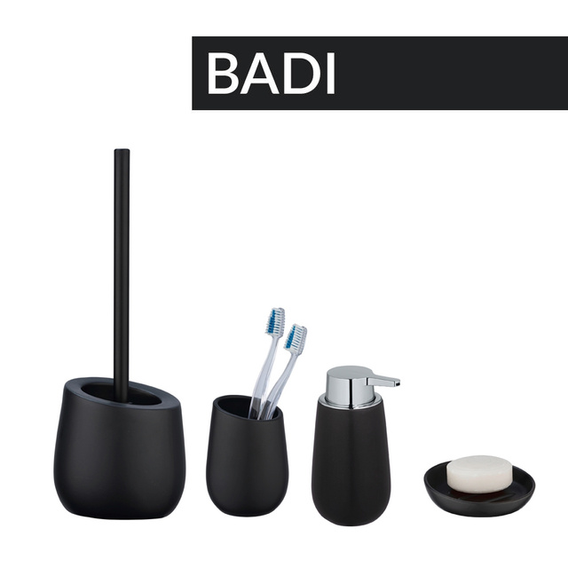 Dispenser săpun lichid BADI, Negru, 320 ml, WENKO