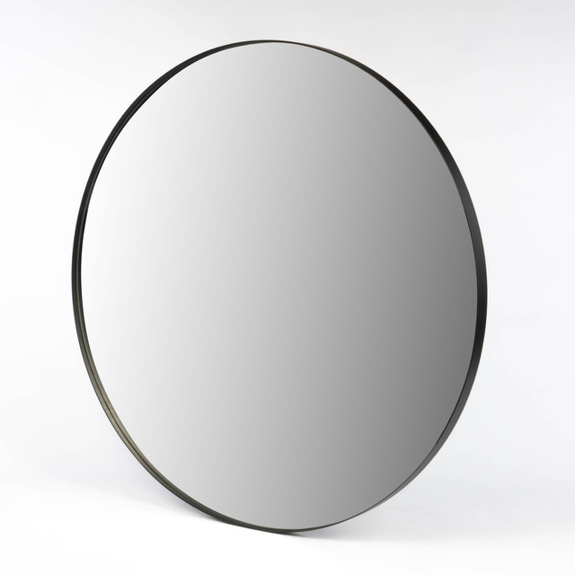 Oglindă rotundă NOOR, ramă metalică, culoare neagră, Ø 80 cm