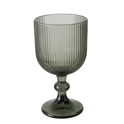 Pahar pentru vin din sticla canelata Rigano, gri