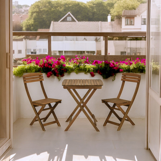 Set mobilier balcon, lemn de salcam