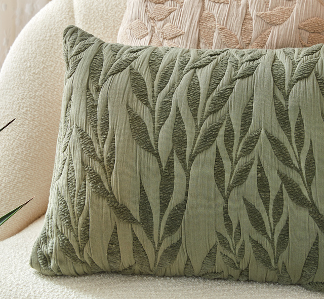 Pernă decorativă LETHO, frunze verzi, 38 x 58 cm