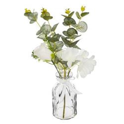 Flori artificiale pentru casa, buchet in vaza de sticla, 39 cm