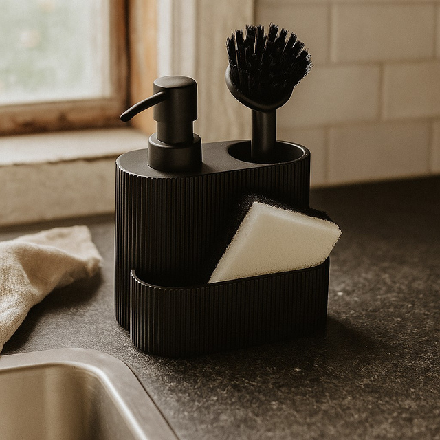 Dispenser pentru detergent de vase KIMU cu perie și loc pentru burete