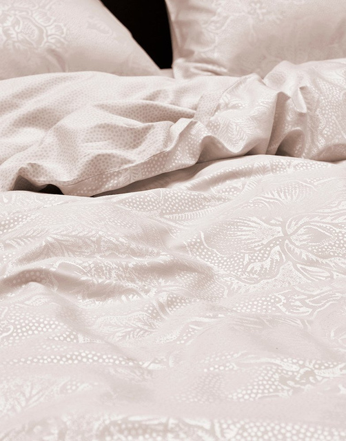 Lenjerie din satin de bumbac în nuanța roz pal, lenjerie cu flori, Essenza, 200 x 220 cm